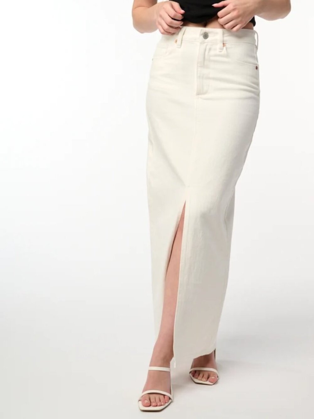 BlankNYC White/Cream Denim Maxi Skirt